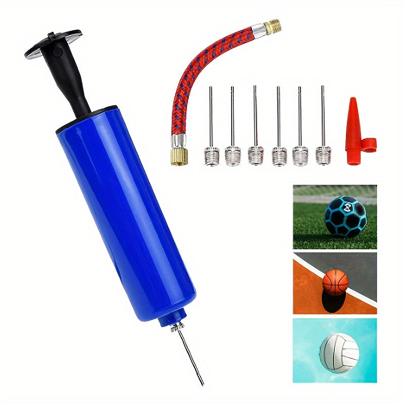 1pc Blue Manual Hand Pump Inflator with Flexible Hose, Portable Air Pump for Basketball, Football, Volleyball - Durable PP Material, Uncharged Operation, Ideal for Valentine'S Day, Women'S Day, Mother'S Day, Thanksgiving, Chr