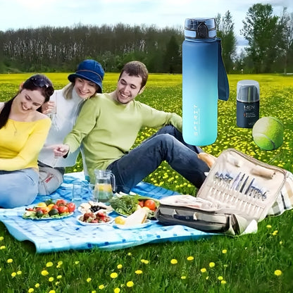 1pc Portable Leakproof Water Bottle With Time Marker And Carrying Strap