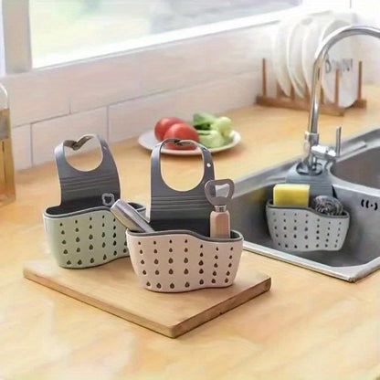 1pc Multifunctional Silicone Sink Sponge Rack With Adjustable Shoulder Strap - Organize And Drain Your Sponge, Kitchen Supplies, And More!