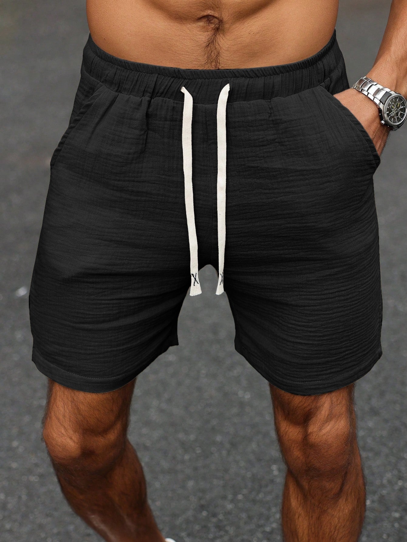 Men's Summer Cotton Casual Shorts with Elastic Waistband
