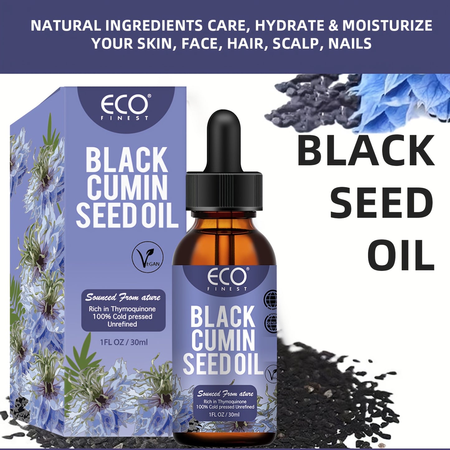 Eco Finist Black Cumin Seed Oil 1fl oz - Cold Pressed, Vitamin E Enriched