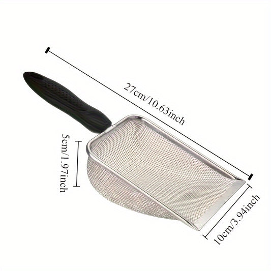 Durable Stainless Steel Cat Litter Scoop with Ergonomic Handle - Easy Clean, Efficient Pet Waste Shovel for Fine Litter - Ideal for Quick Cleanup After Pet Owners Spill their Litter, Cat Litter Scoop