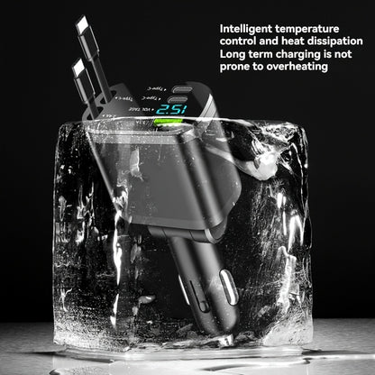 BAIDELUO Car Charger 5-in-1 Retractable Car Phone Charger with Retractable Cable Suitable for iPhone and USB Car Charger, Compatible with Galaxy - Suitable for iOS and Android Systems, Suitable for Various Car Models, Without