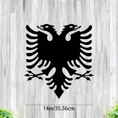 Elegant Black Metal Eagle Wall Sculpture - Laser-Cut Flag Design, Decorative Iron Art Plaque for Home, Porch, Garden Gate - Ideal New Home Gift, Outdoor Decor