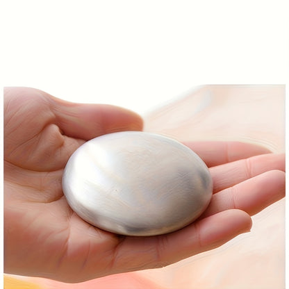 1pc Stainless Steel Oval Deodorant Soap, Odor Eliminator for Hand, Garlic, Fishy, Onion Smells, Kitchen Gadget - Essential Home Tool Without Detergent, Hand Deodorizing Soap|Smooth Texture Soap|Durable Kitchen Tool