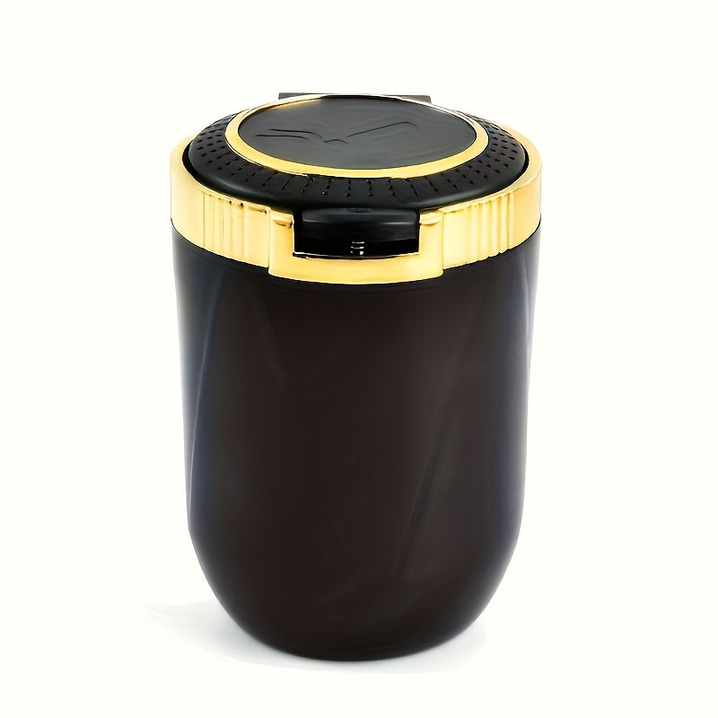 New Car Ashtray, Detachable Storage Box with One-Click Automatic Lid, Metal Lining