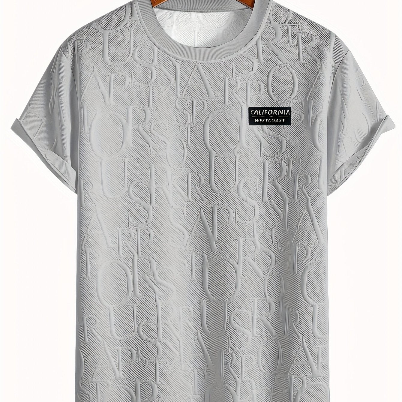 Men's Summer Casual Short Sleeve T-Shirt - Relaxed Fit Round Neck with Vertical Letter Print & Elastic Cuffs, Breathable Fabric for Daily Wear, Commuting & Outdoor Activities, Shirts for Summer
