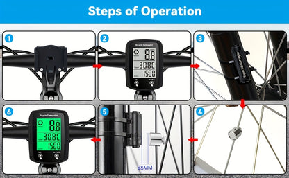 Oein Bike Computer Wired, Bicycle Odometer Wired MPH KM/H, Bike Speedometer Bike Odometer with Touch Sensor Switch, Big Digital LCD Screen, Automatic Wake-u