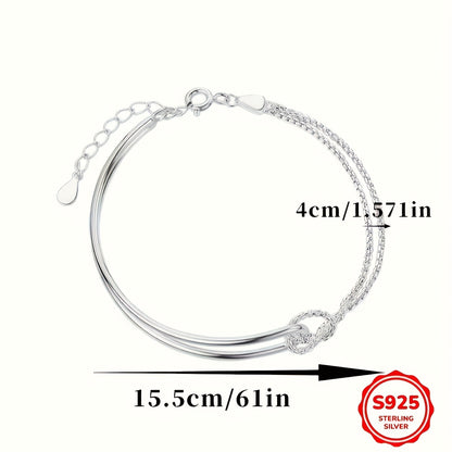 2-Pack Exquisite Elegant New Minimalist Geometric Silvery Bracelets - Practical and Versatile, Made with S925 Hypoallergenic Material, Perfect for Women's Jewelry - Ideal for Casual Attire Gifting, Suitable for Any Season, Es