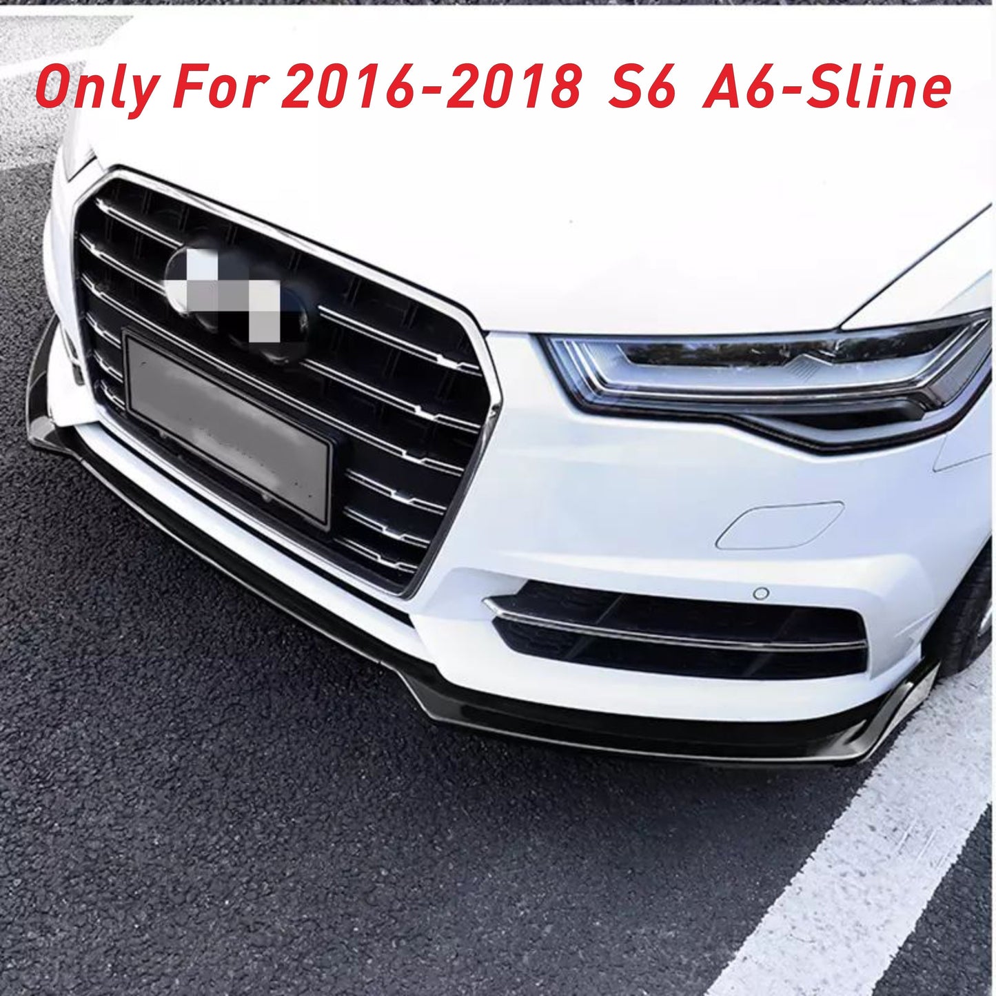 Gloss Black Front Lip Splitter for AUDI A6-S-Line/S6/C7-Facelift 2016-2018