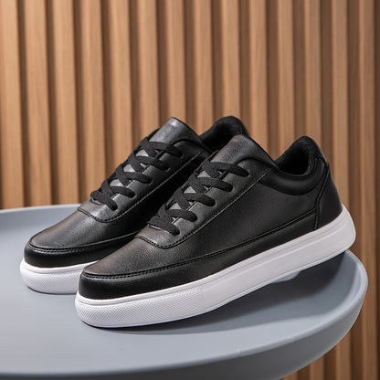 Lightweight Solid Skate Shoes - Men's Low Top Comfy Non Slip Casual Shoes - All Seasons Outdoor Walking Jogging Business Trip