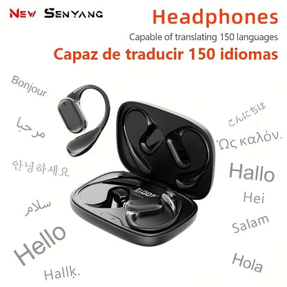 2025 New Senyang AI Translation Wireless Earbuds - Comfortable, Noise-Canceling, Touch-Controlled, Multi-Language Support, Rechargeable Lithium Battery, Ideal for Travel, Socializing, Studying, and Sports - Adult Movie and Ga