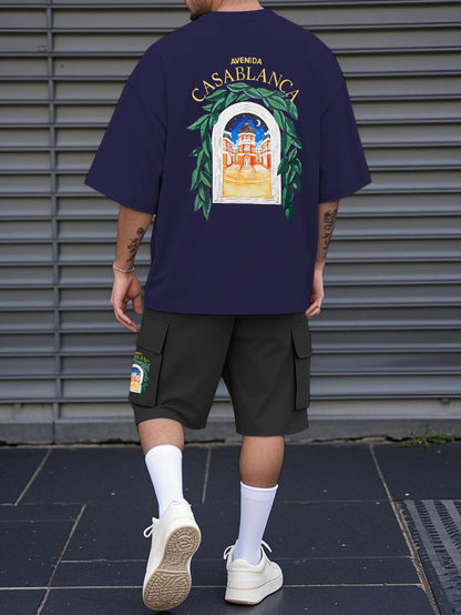 New Loose-Fitting Breathable Men'S Round Neck Short-Sleeved T-Shirt And Workwear Style Multi-Pocket Shorts Set Summer Leisure Sports Two-Piece Suit, Fashionable Sports Casual Versatile Tops And Pants for Men And Women