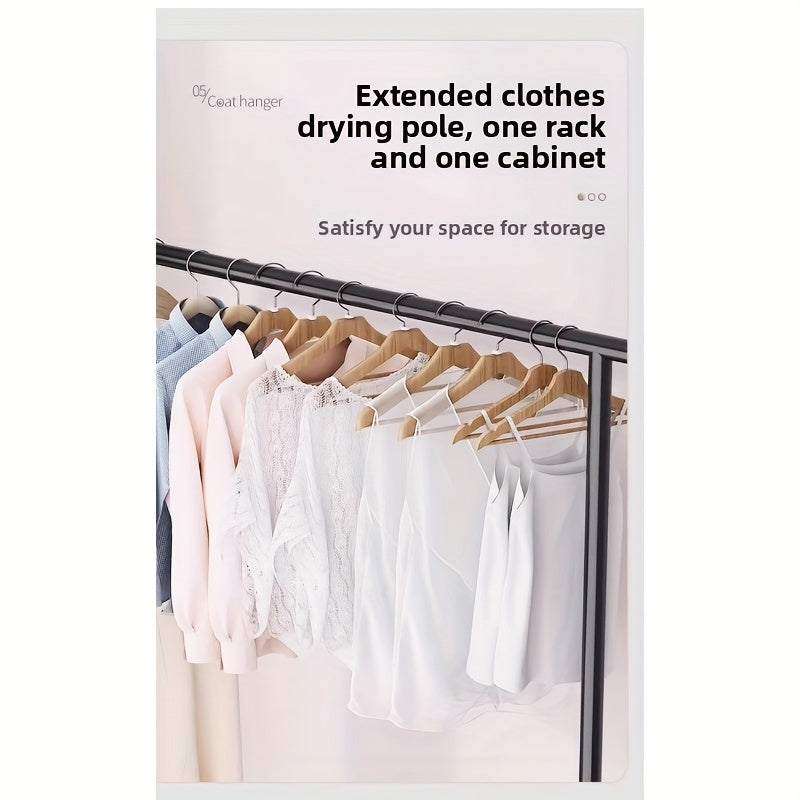 Black Simple Home Clothes Drying Rack, Floor-Standing Coat Storage Shelf, Dormitory and Bedroom Mobile Storage Rack