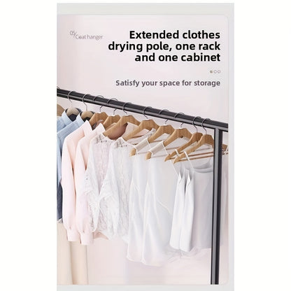 Black Simple Home Clothes Drying Rack, Floor-Standing Coat Storage Shelf, Dormitory and Bedroom Mobile Storage Rack