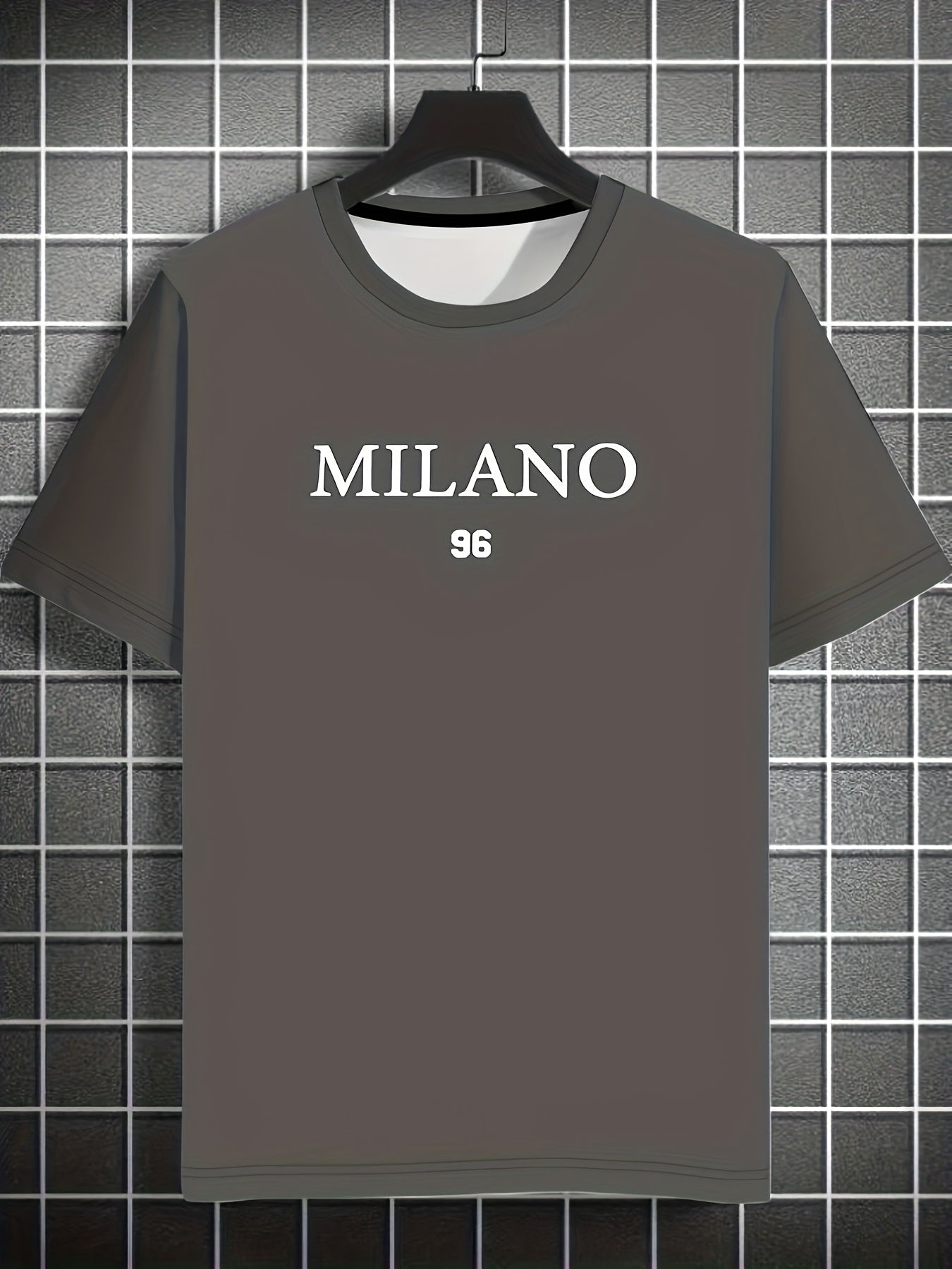 Men'S Milano 96 Graphic Tee - Casual Short Sleeve Crew Neck T-Shirt, Soft Polyester Fabric with Slight Stretch, Regular Fit, Green with White Lettering, Perfect for Casual Attire