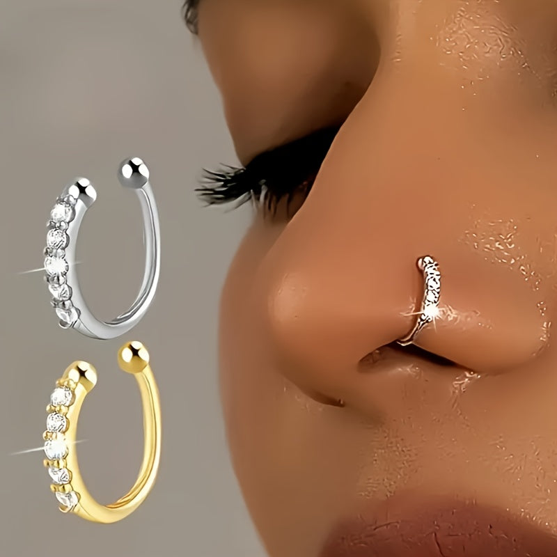 2pcs Bohemian Summer Sexy Style False Nose Rings, Adjustable No-Piercing Wearable, Fashion Hip-Hop Accessories