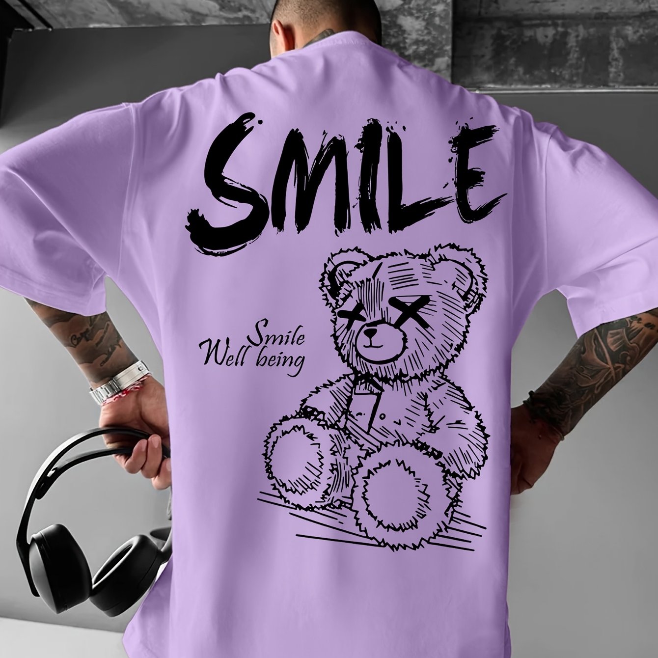 Men'S Bright Yellow Graphic T-Shirt - Loose Fit Streetwear Tee with Smile Design, Round Neck Summer Shirt for Everyday & Formal Outfits - Lightweight Casual Top, Street Style, Bold Print, Comfortable Material, Printed Shirt,