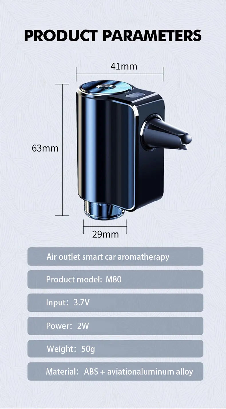 Smart Car Air Aromatherapy Diffuser Fragrance Car Air Fresheners With Three Adjustable Humidifier Essential Oil Diffuser