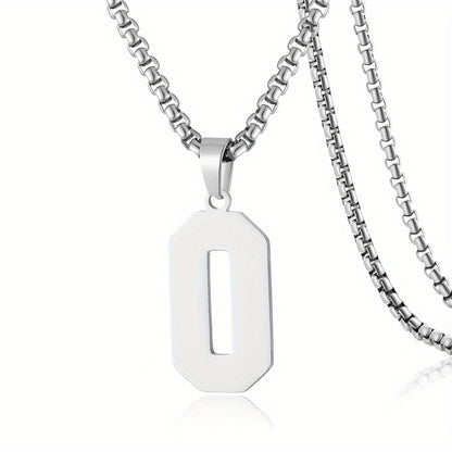 0-19 Men Athletes Number Pendant Necklace Stainless Steel Sports Number Pendant Long Chain Necklaces for Boys Baseball/Basketball/Football Team Jewelry Gifts