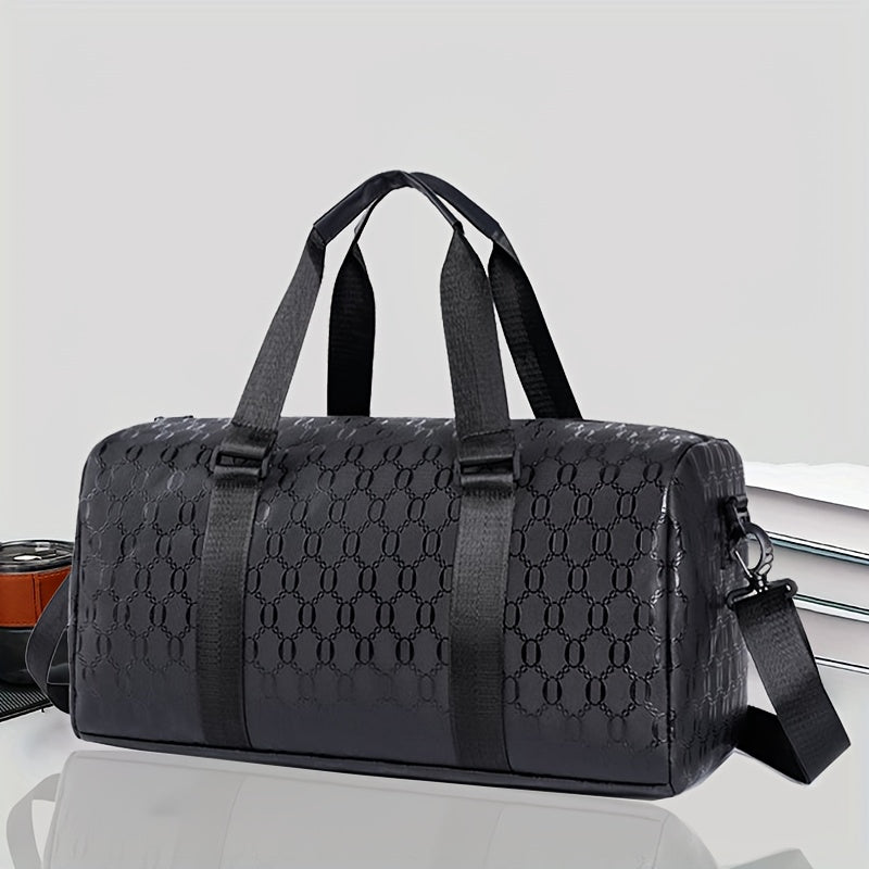 Stylish Black Briefcase Travel Bag - Large Capacity Durable Polyester Handbag with Adjustable Shoulder Strap & Zipper Closure, Sleek Minimalist Design for Work, Travel, Commute