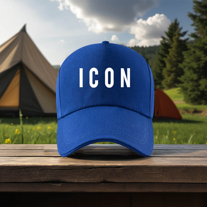 Adjustable Canvas Baseball Cap with "ICON" Print - Lightweight, Casual Style for Men and Women, Polyester, Perfect for Outdoor Activities, Sun Protection Cap|Bold Graphic Cap|Durable