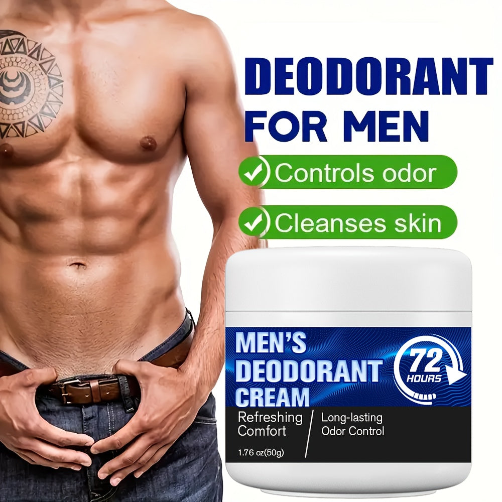 Men's Deodorant Lotion - 50g, Long-lasting freshness and underarm odor control, Enriched with Camellia and Sweet Almond Oils, Moisturizing formula, Up to 72 hours odor control