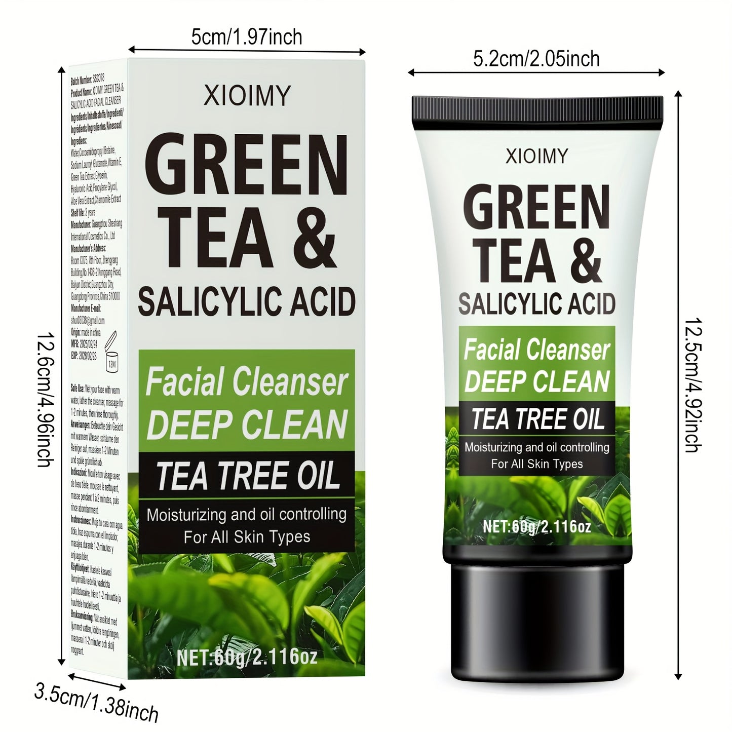 XIOIMY Green Tea & Salicylic Acid Facial Cleanser - 60g