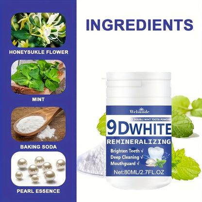 9D White Remineralizing Hydroxyapatite Tooth Powder, Tooth Whitening Powder, Deep Cleaning, Fresh Breath, Ideal for Oral Health & Hygiene Gift for Women Men, Breath Freshener, Toothpaste, Tooth Cleaning Powder for Daily Life