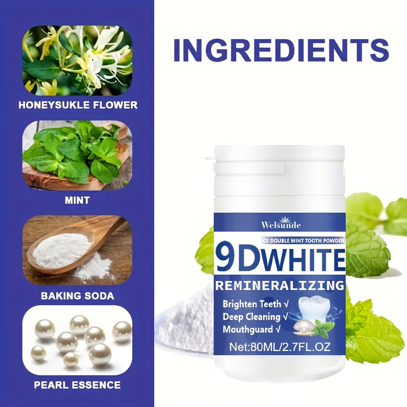 9D White Remineralizing Hydroxyapatite Tooth Powder, Tooth Whitening Powder, Deep Cleaning, Fresh Breath, Ideal for Oral Health & Hygiene Gift for Women Men, Breath Freshener, Toothpaste, Tooth Cleaning Powder for Daily Life
