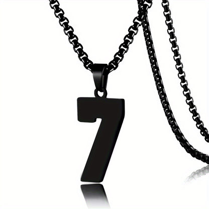 0-19 Men Athletes Number Pendant Necklace Stainless Steel Sports Number Pendant Long Chain Necklaces for Boys Baseball/Basketball/Football Team Jewelry Gifts