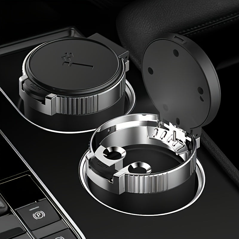 New Car Ashtray, Detachable Storage Box with One-Click Automatic Lid, Metal Lining