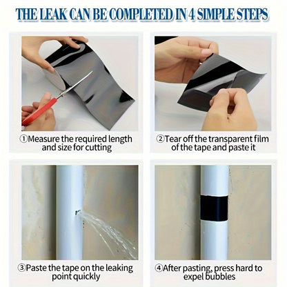 1pc Multipurpose Waterproof Tape - Instant Leak Stop & Permanent Repair for Pipes, Buckets, Inflatable Pools, Glass, Tiles - Cut-to-Length Durable Sealant Tape for Emergency Fixes, Pond Seam Fix, Easy Application, Flexible Ma