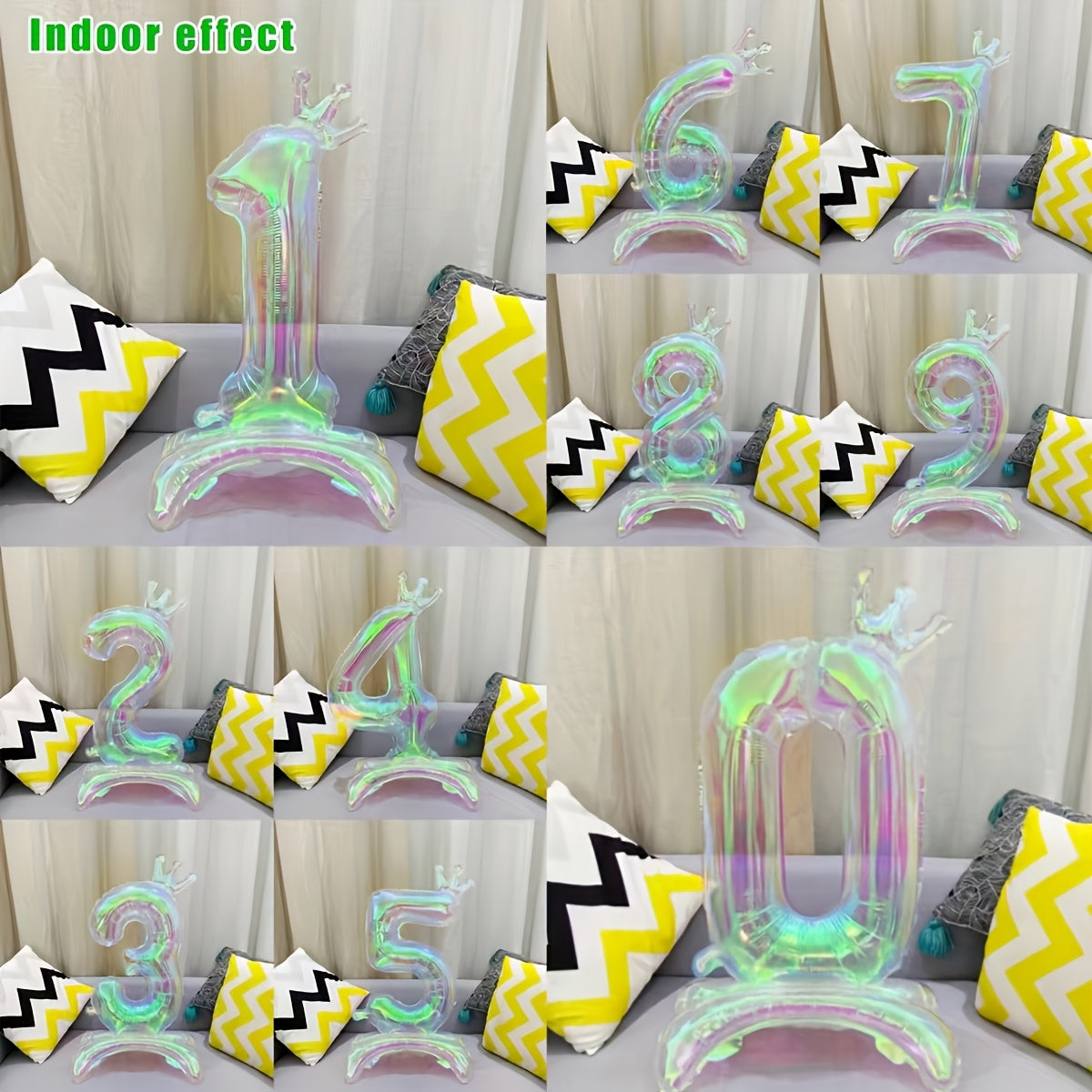 2pcs, 1pc 101.6cm transparent large digital balloon with crown and base + 1 straw, aluminum foil material, suitable for birthday party decoration, photo props, anniversary celebrations, Valentine's Day, New Year celebrations,