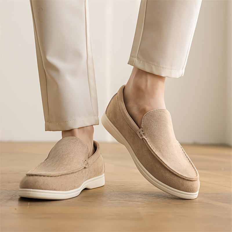 Men'S Slip-On Loafers - Lightweight Summer Shoes, Beige/Brown Formal & Casual Shoes, Easy Slip-On Closure, Synthetic Upper & Sole for Office, Vacation, Everyday - Minimalist British Style Dress Shoes, Office Footwear, Sleek D