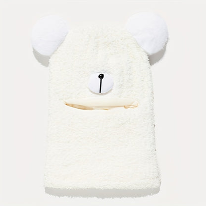 1pc Kids Bear Plush Winter Hat - Thickened Warm Fleece-Lined Bear Ear Flaps, Stretchy Unisex Winter Cap for Boys & Girls, 1-3 Years, Khaki, Perfect for Outdoor Activities, Thanksgiving & Daily Wear, Winter Hat for Kids, Playf