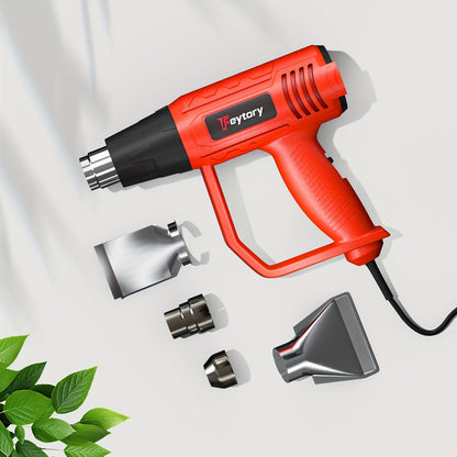 2000W Heat Gun, Handheld Hot Air Gun Variable Temperature, 2 Temperature Modes & 4 Nozzles For DIY, Stripping Paint, Shrinking PVC, Wrapping, Embossing - Red
