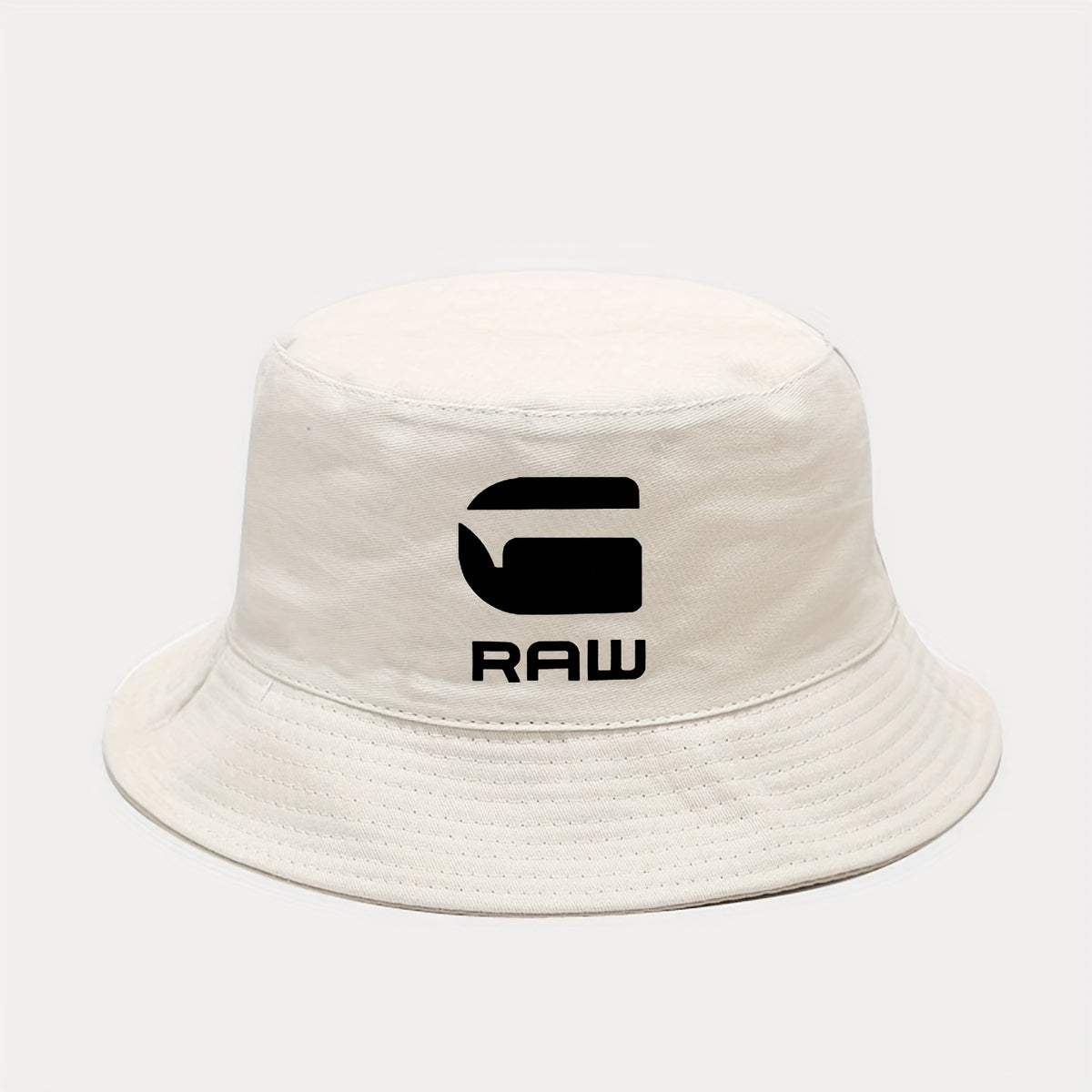 ATHACER Fashionable "RAW" Printed Fisherman Hat - Black with White Logo, Sun Shade Cap for Outdoor Activities, Travel, and Parties, Hand Washable Polyester, Perfect Gift for Birthdays and Holidays, Outdoor Headwear | Stylish