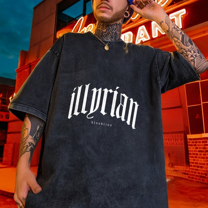 Illyrian Bloodline Gothic Text Men's T-Shirt, High-Quality Washed Print, Durable & Stylish, 6 Sizes Available