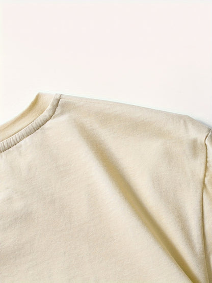 Men's Casual Compass Print T-Shirt - Breathable Polyester, Crew Neck, Short Sleeve - Perfect for Summer