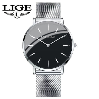 LIGE Women'S Ultra-Thin Quartz Watch with Rose Golden Mesh Strap - Elegant Blue Dial, Minimalist Design, Perfect Gift for Mother'S Day, Christmas, Thanksgiving, Christmas Accessory | Minimalist Watch | Quartz Movement