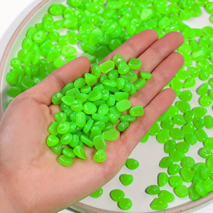 100pcs Glow-in-the-Dark Resin Mini Pebbles - Blue & Green Glowing Stones for DIY Crafts, Garden Pathways, Aquarium Decor, and Festive Outdoor Displays, Garden Decorations, Aquarium Ornaments, Festive Display Stones, Durable D