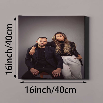 1pc Personalized Custom Photo Canvas Print with Pine Wood Frame, UV Printed Family Portrait Wall Art, Home Office Decor, Ideal for Dining Room, Bedroom, Living Room - Customized Hanging Picture