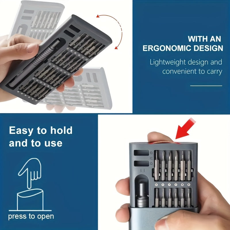 1pc 25in 1 precision screwdriver set, mobile phone and tablet removal Multi-function repair tool, durable plastic, no charging - with various drill bits