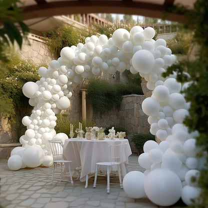114 white latex balloon arch kits- 12.7/25.4/45.72 cm, elegant white balloon bouquets, suitable for weddings, birthdays, graduation ceremonies and anniversaries- Event background| Elegant balloon bouquets| Durable balloon mat