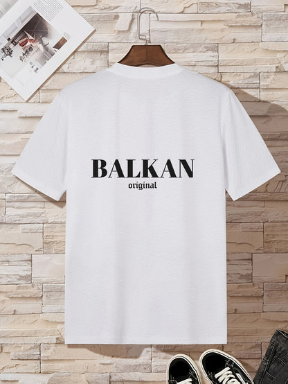 Men'S Casual Short Sleeve T-Shirt - "Made in Balkans" Print, Lightweight & Breathable Summer Tee, Round Neck, Regular Fit, Perfect for Casual Attire, Breathable Clothing | Modern Casualwear | Lightweight Shirt
