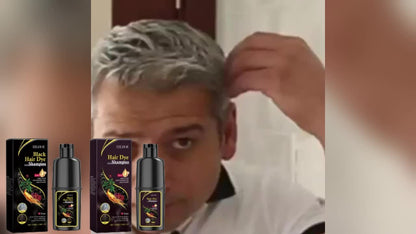 EELHOE Black Hair Dye Shampoo with 3-in-1 Formula - Natural Plant-Based Color Care, 3 Steps to Wash & Condition, No Damage to Scalp, Natural Ingredients for Men & Women, Stylish Black Hair, Nourishing Hair Care, Sleek Packagi