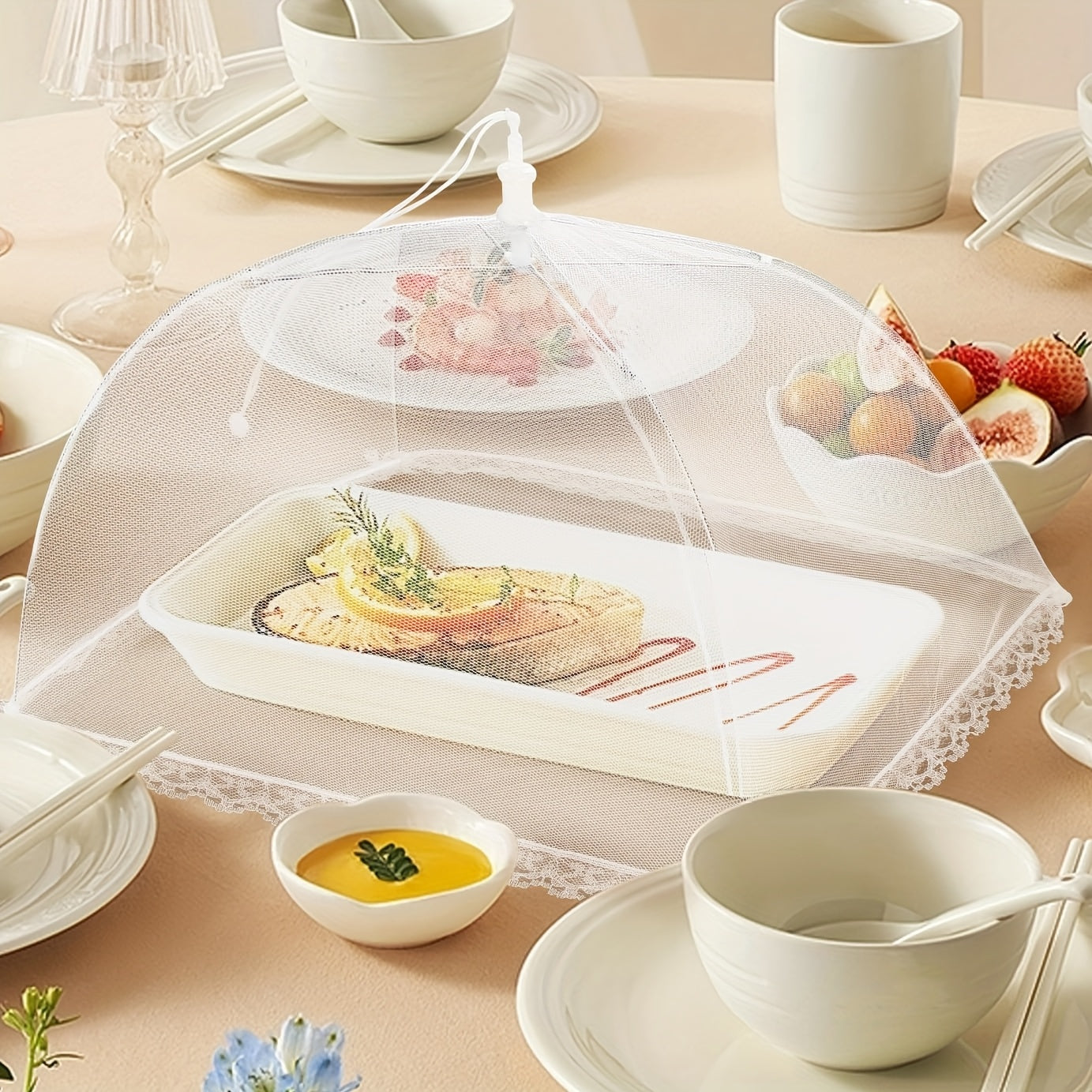 1pc Large Pop-Up Mesh Food Cover Tent - Portable, Foldable & Washable, Ideal for Outdoor Picnics, BBQs & Parties, Reusable Collapsible Screen Tent for Freshness and Convenience
