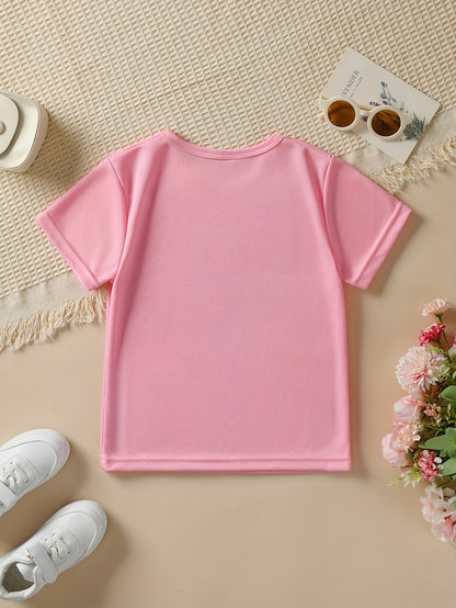 Summer Fashion Girls' Short-Sleeve T-Shirt "DADDY's GIRL" Leopard Print Casual Versatile Top NY-DX5545