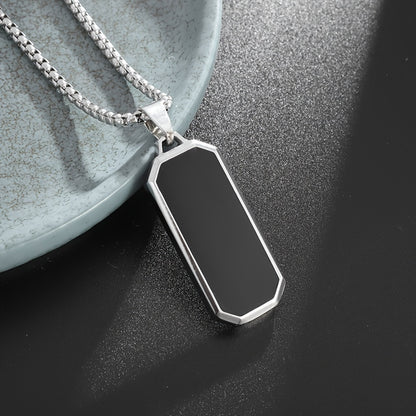 Elegant Men's Necklace with Sophisticated Black Drip Oil Pendant - Unique Geometric Design, Perfect for Every Occasion, Elegant Necklace